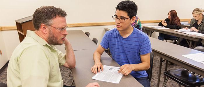 student with English instructor